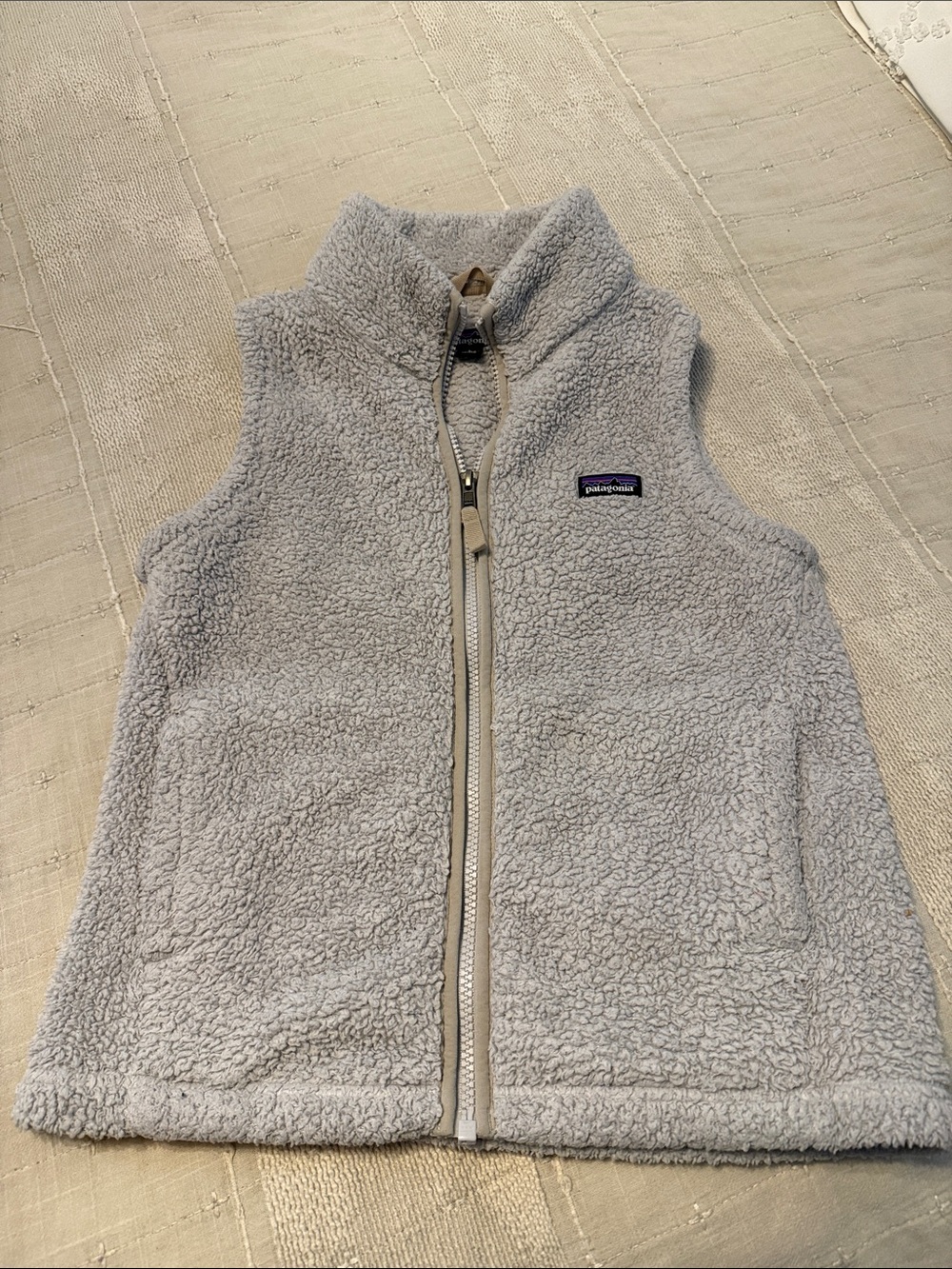 Patagonia Light Gray Sherpa Fleece Vest - Zip Front